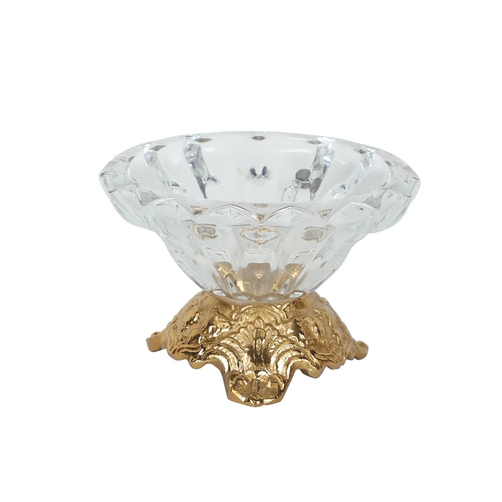Three leg Aristrocrat's Gold Bowl with Flower Glass