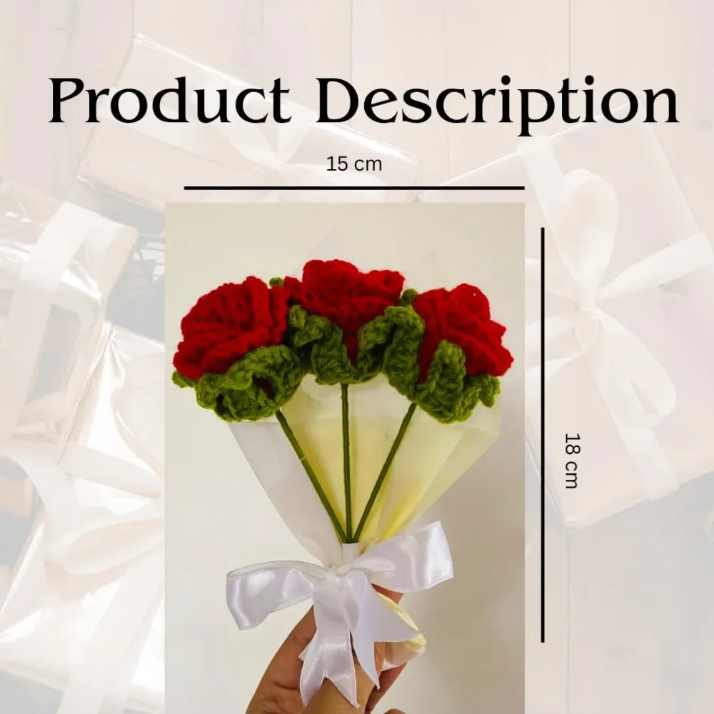 WallMantra Three red crochet roses 