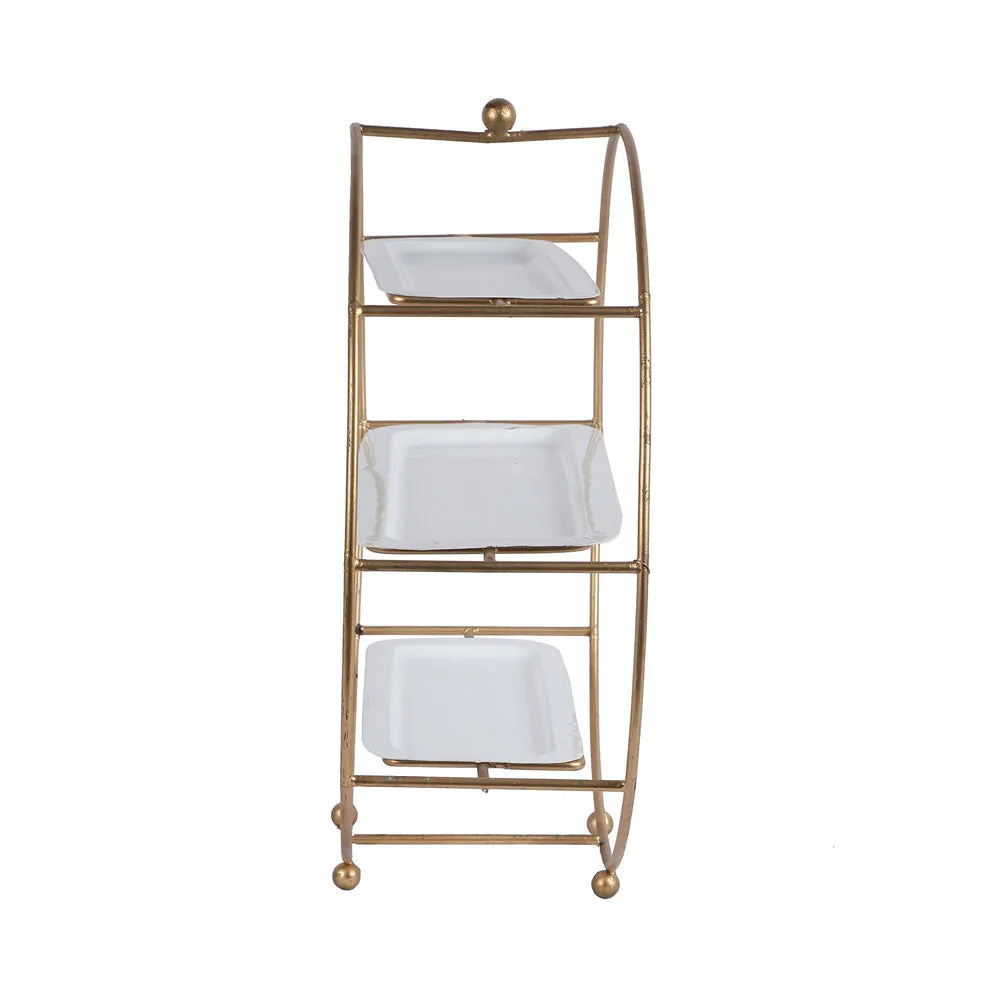 Three Tier Golden Metal Buffet Platter