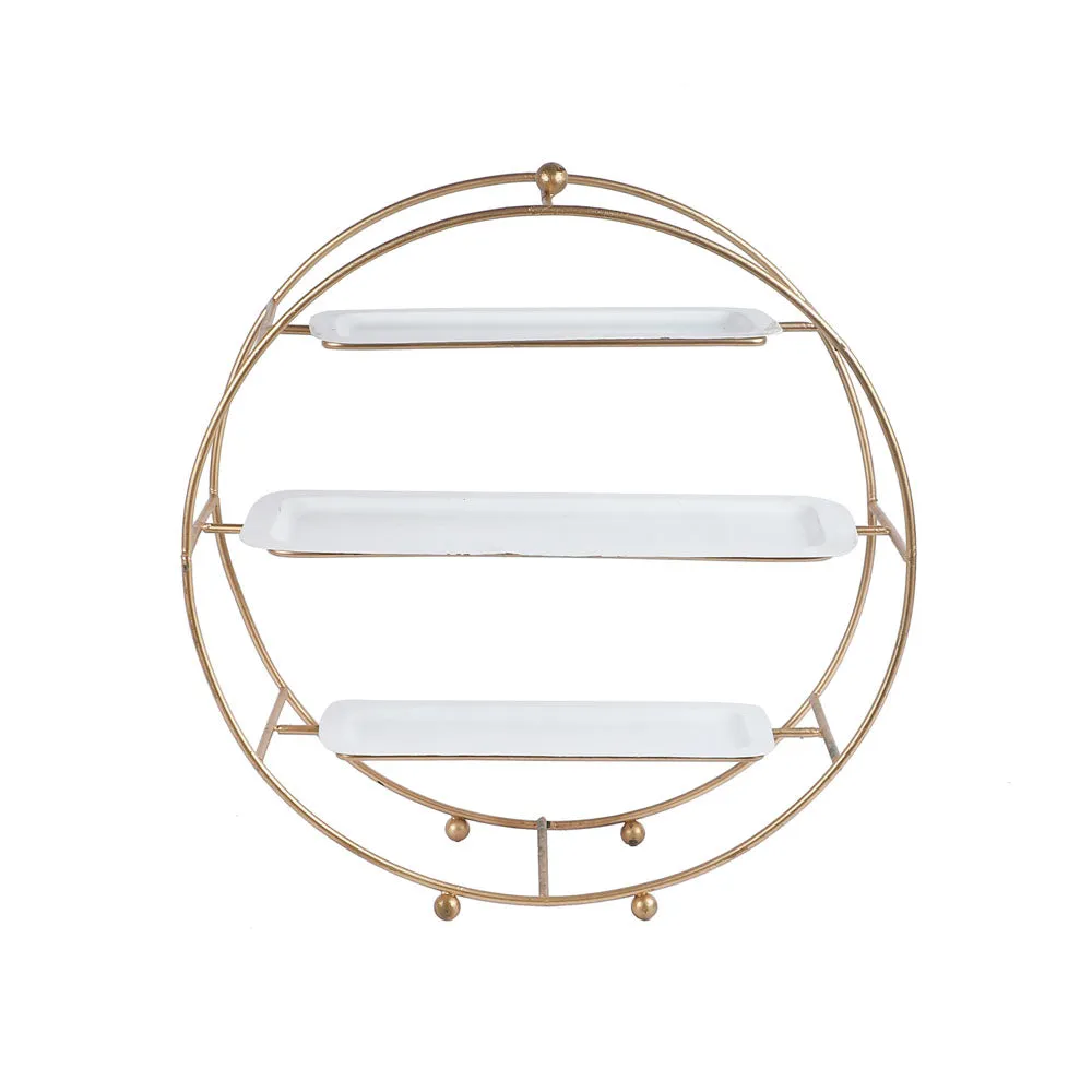Three Tier Golden Metal Buffet Platter
