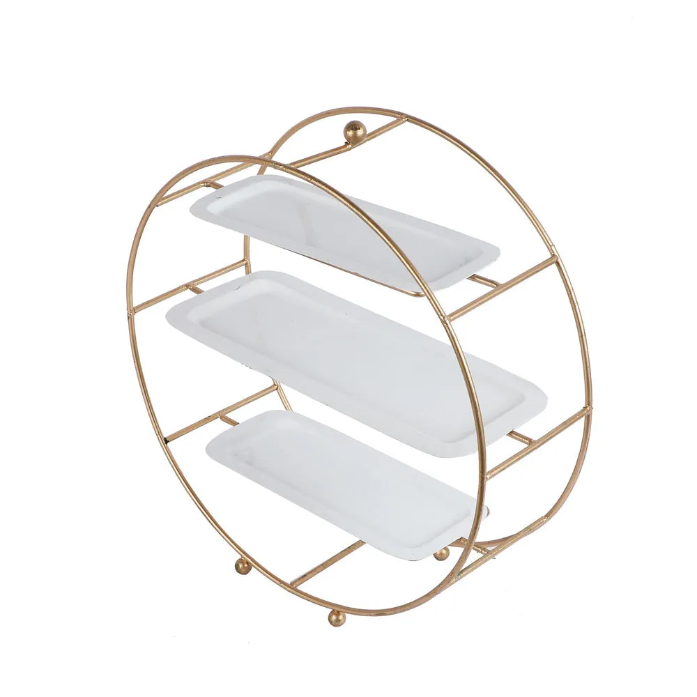 Three Tier Golden Metal Buffet Platter