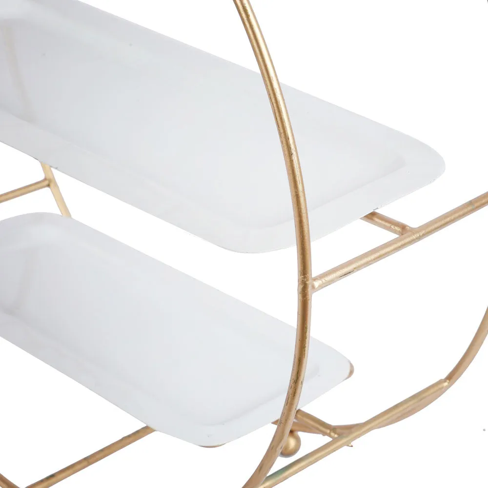 Three Tier Golden Metal Buffet Platter