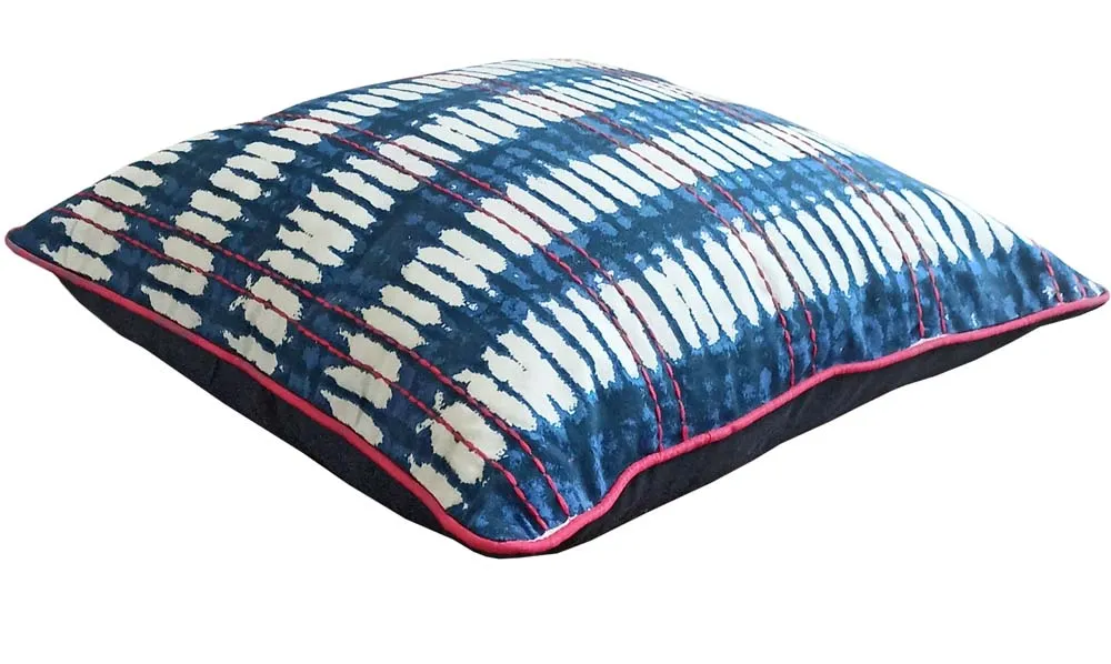 Tie &amp; Dye Rust Blue &amp; White Ekkat Print Cushion Cover Set Of 3