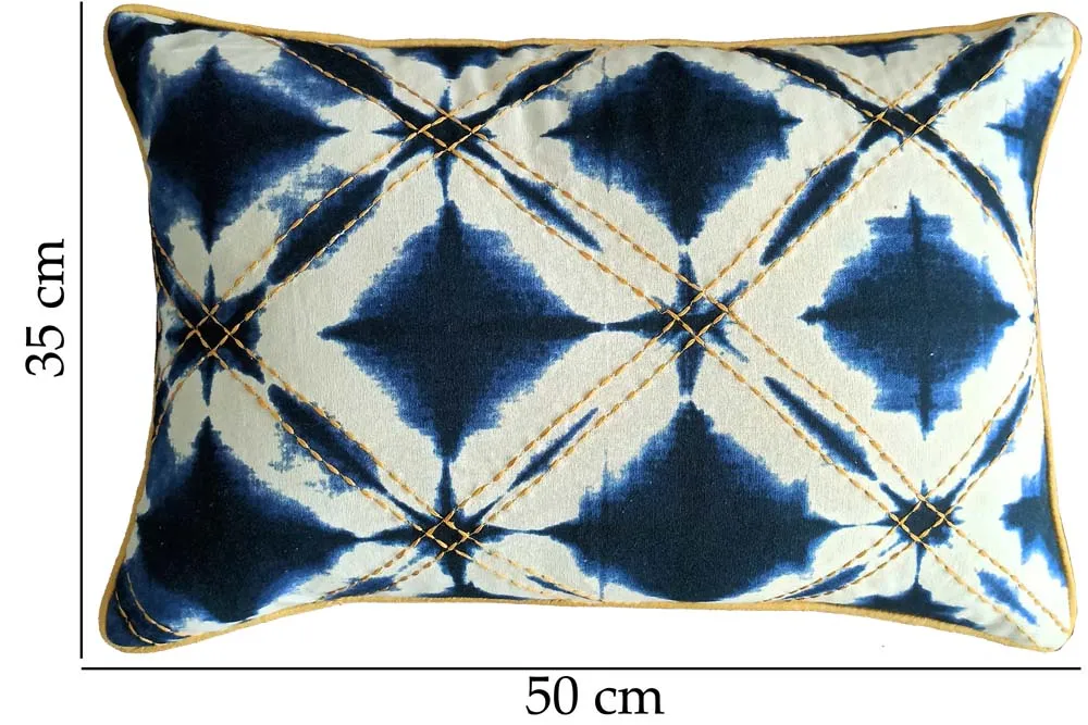 Tie & Dye Blue & White Ekkat Print Cushion Cover Set Of 3