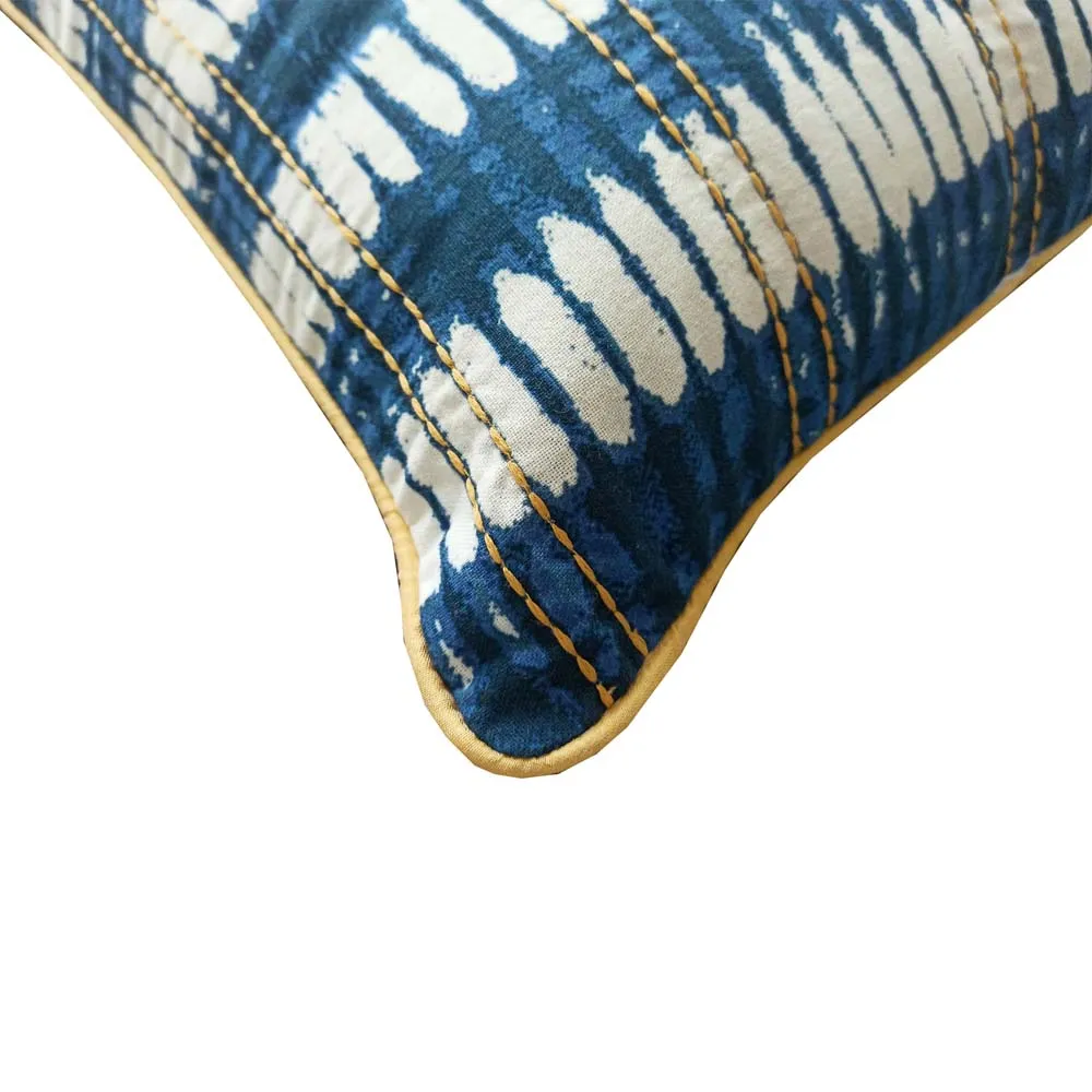 Tie & Dye Blue & White Ekkat Print Cushion Cover Set Of 3