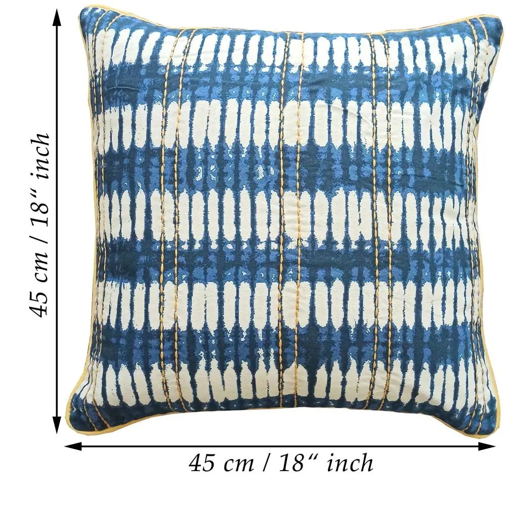 Tie & Dye Blue & White Ekkat Print Cushion Cover Set Of 3