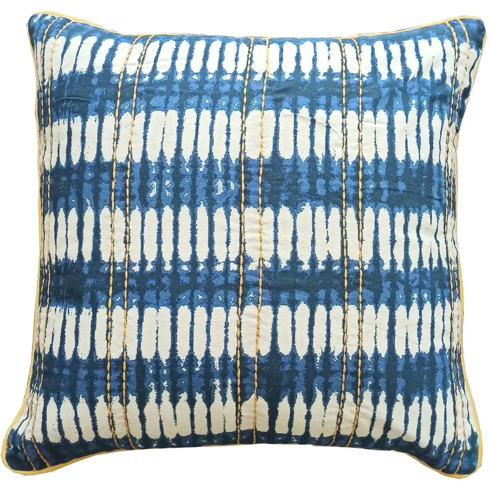 Tie & Dye Blue & White Ekkat Print Cushion Cover Set Of 3