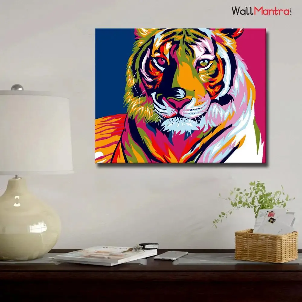 Tiger Colourful DIY(Do-It-Yourself)/ Paint by numbers canvas painting kit