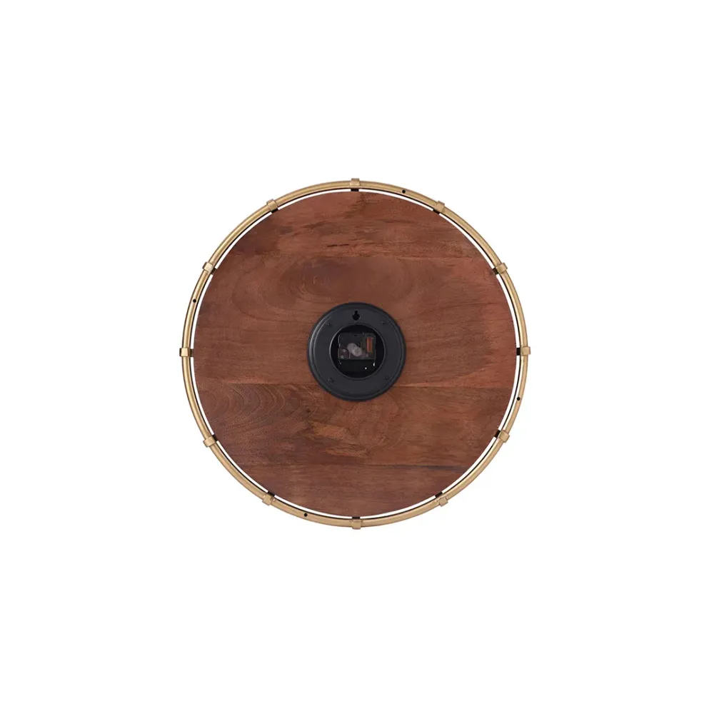 Timberland Engraved Wooden Vintage Wall Clock with Golden Needles