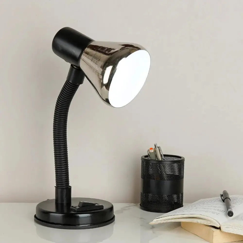 Timeless Adjustable Neck Study Lamp with Sturdy Round Base & Chrome Head