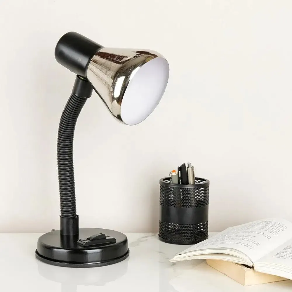 Timeless Adjustable Neck Study Lamp with Sturdy Round Base & Chrome Head
