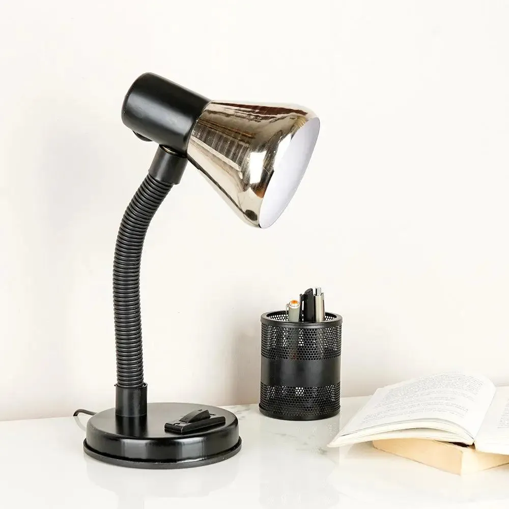 Timeless Adjustable Neck Study Lamp with Sturdy Round Base & Chrome Head