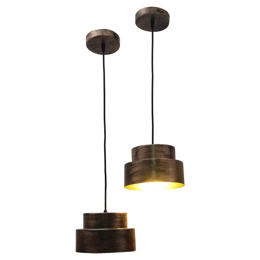 Timeless Black & Gold Hanging Lights for Living Room (Set of 2)