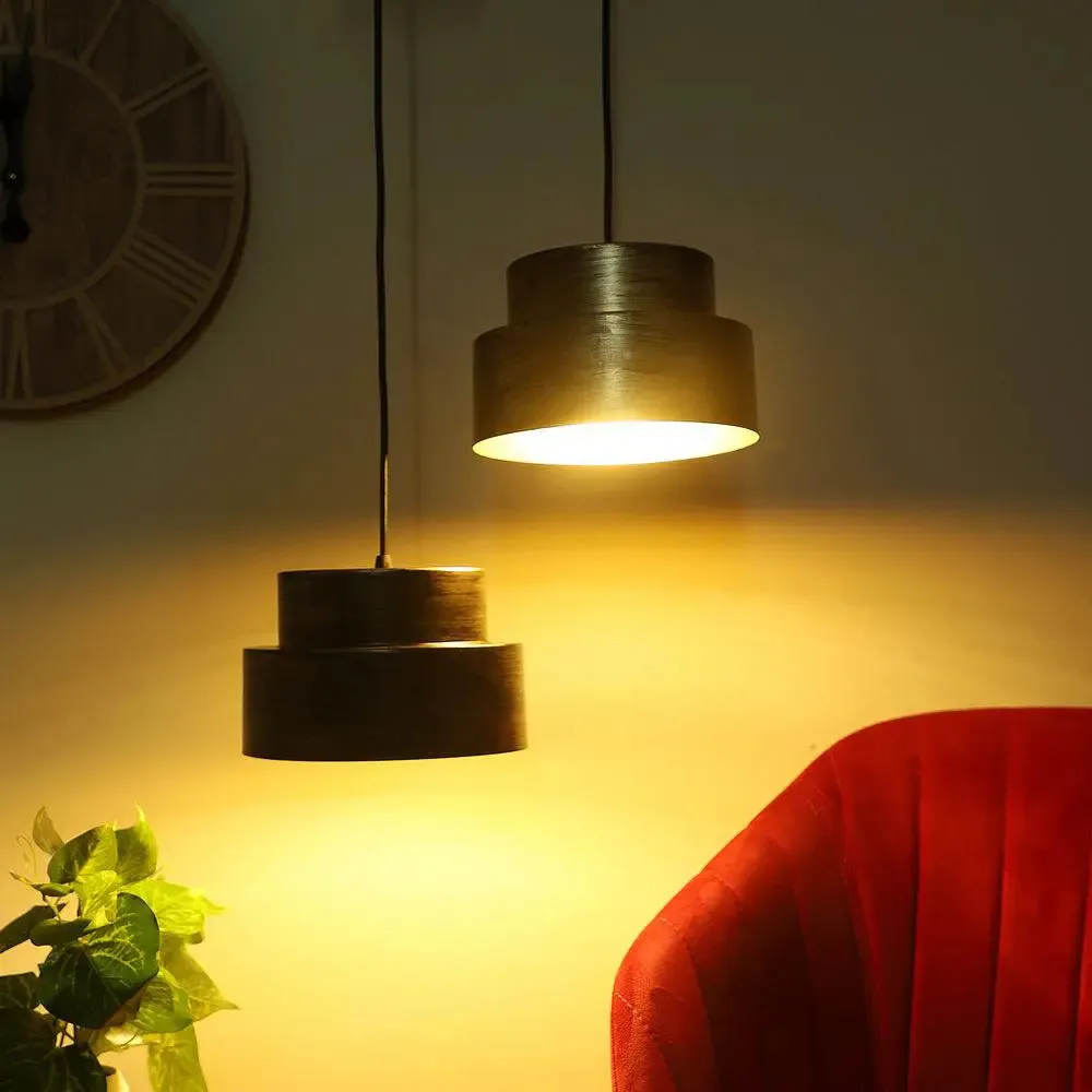 Timeless Black & Gold Hanging Lights for Living Room (Set of 2)