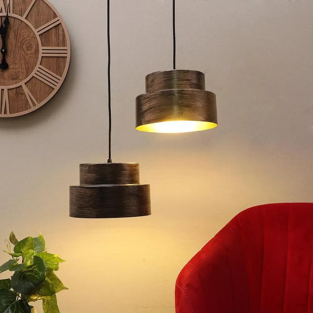 Timeless Black & Gold Hanging Lights for Living Room (Set of 2)