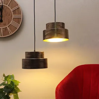 Timeless Black & Gold Hanging Lights for Living Room (Set of 2)