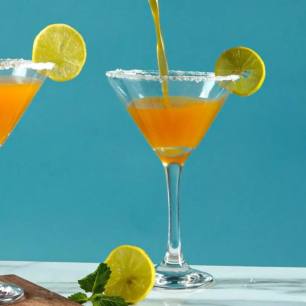 Timeless Solid Clear Martini Wine Glass Set of 2