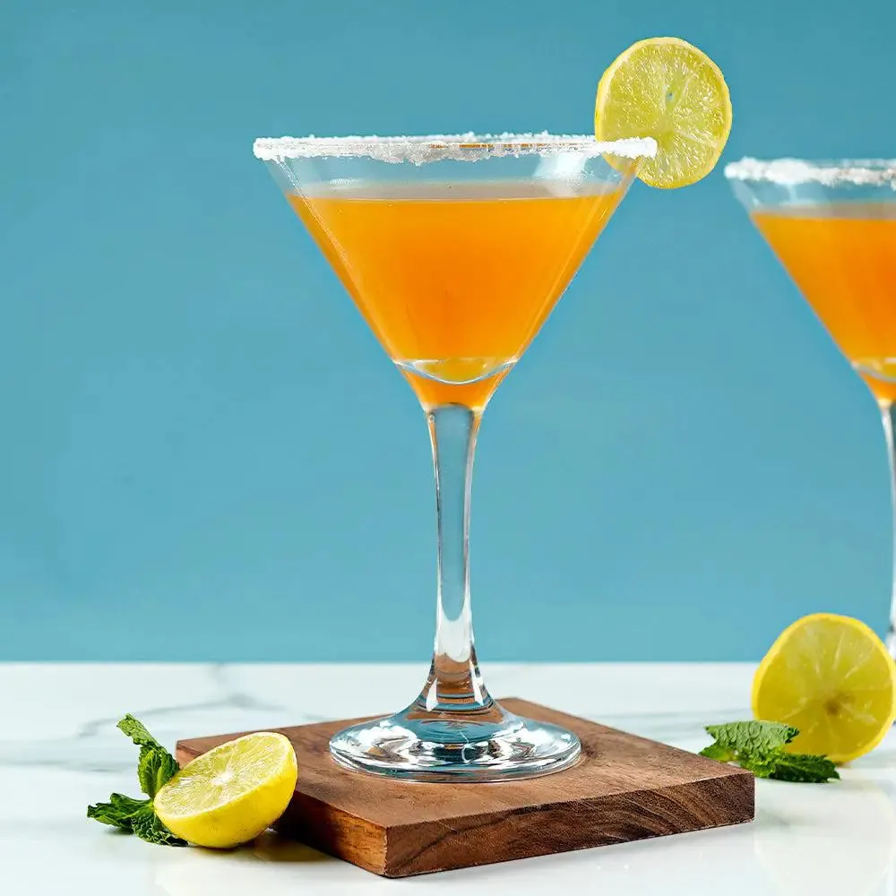 Timeless Solid Clear Martini Wine Glass Set of 2