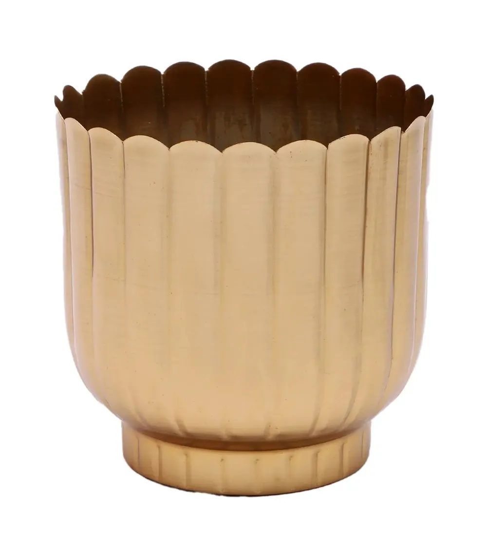 Timeless Striped Gold Flower Pot Set of 2