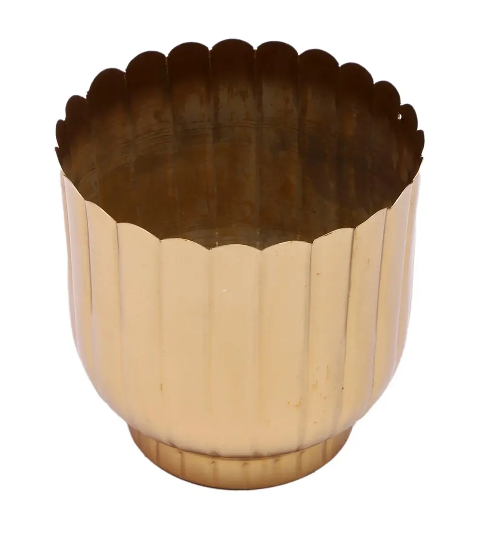 Timeless Striped Gold Flower Pot Set of 2