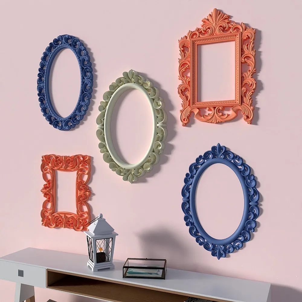 Timeless Venetian Decorative Wall Frames In Blue, Orange &amp; Yellow- Set of 5
