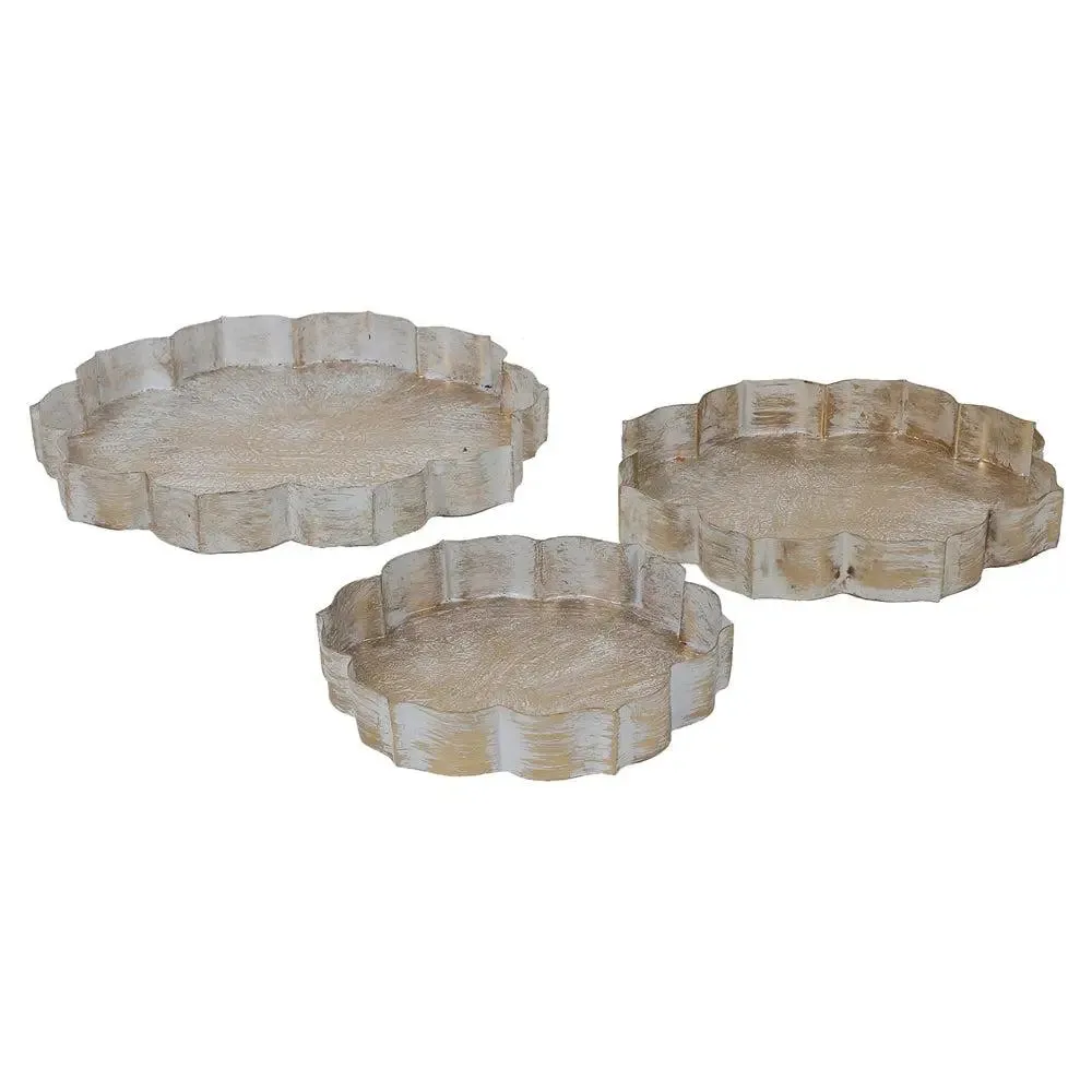 Timeless White & Gold Urli Bowl Tray Set of 3