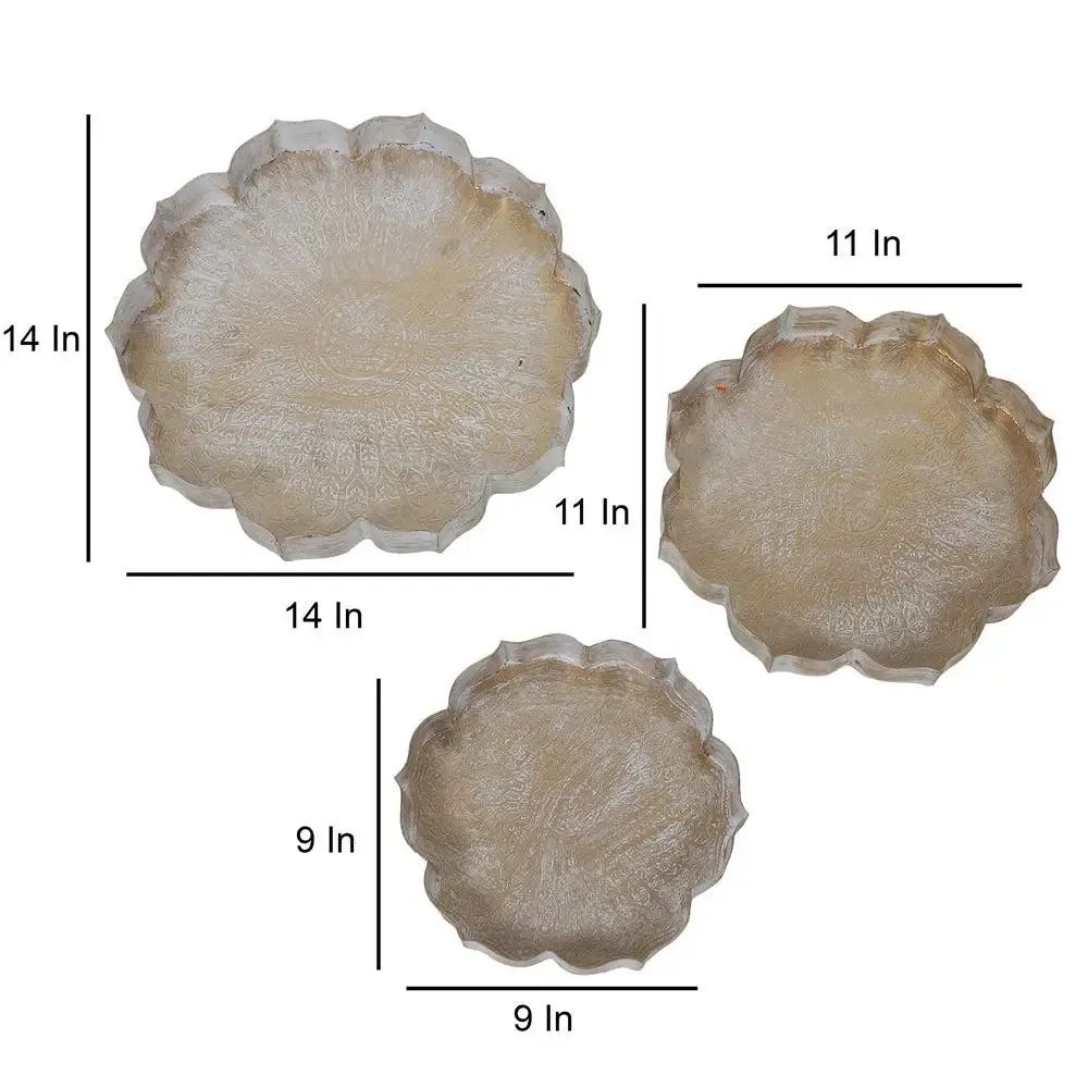 Timeless White & Gold Urli Bowl Tray Set of 3