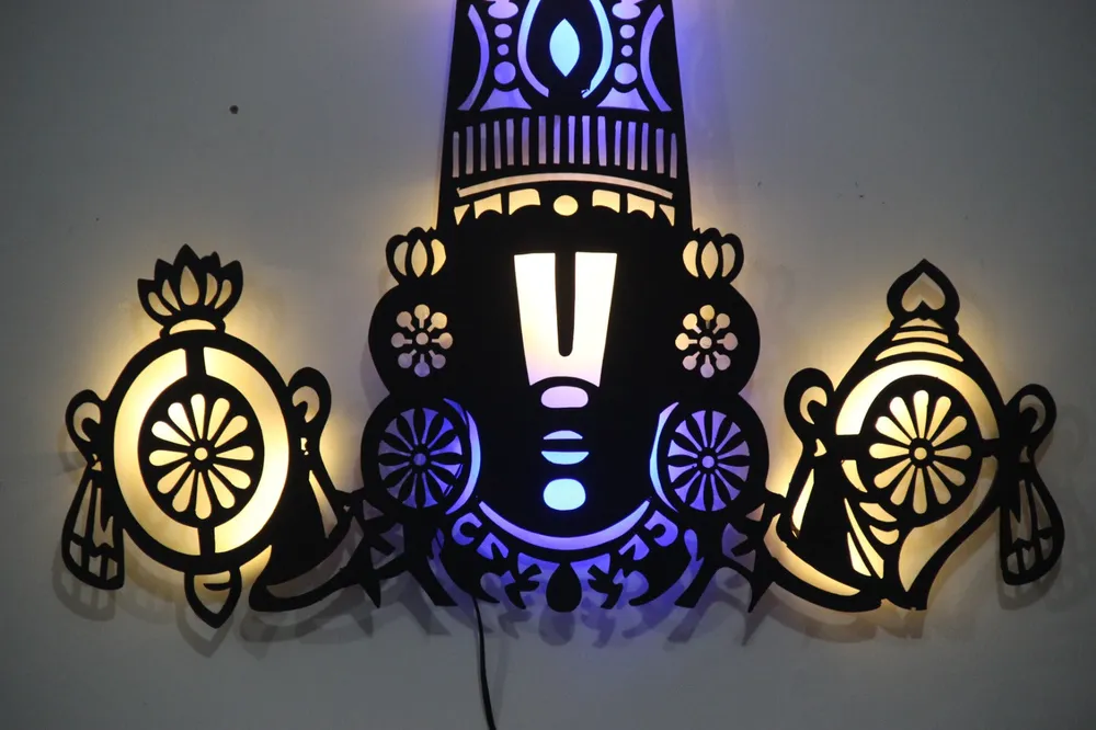Tirupati Balaji Inspired LED Metal Artwork