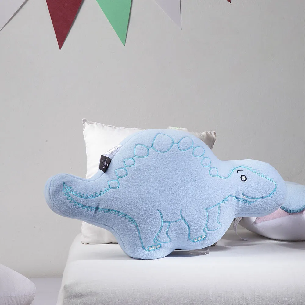 Toothy Dino Turquoise Blue 100% Cotton Cushion Cover Set Of 1