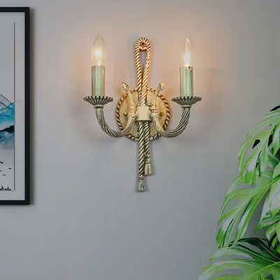 Traditional Aluminium Candle Cups Creme 2 Lights Wall Sconce