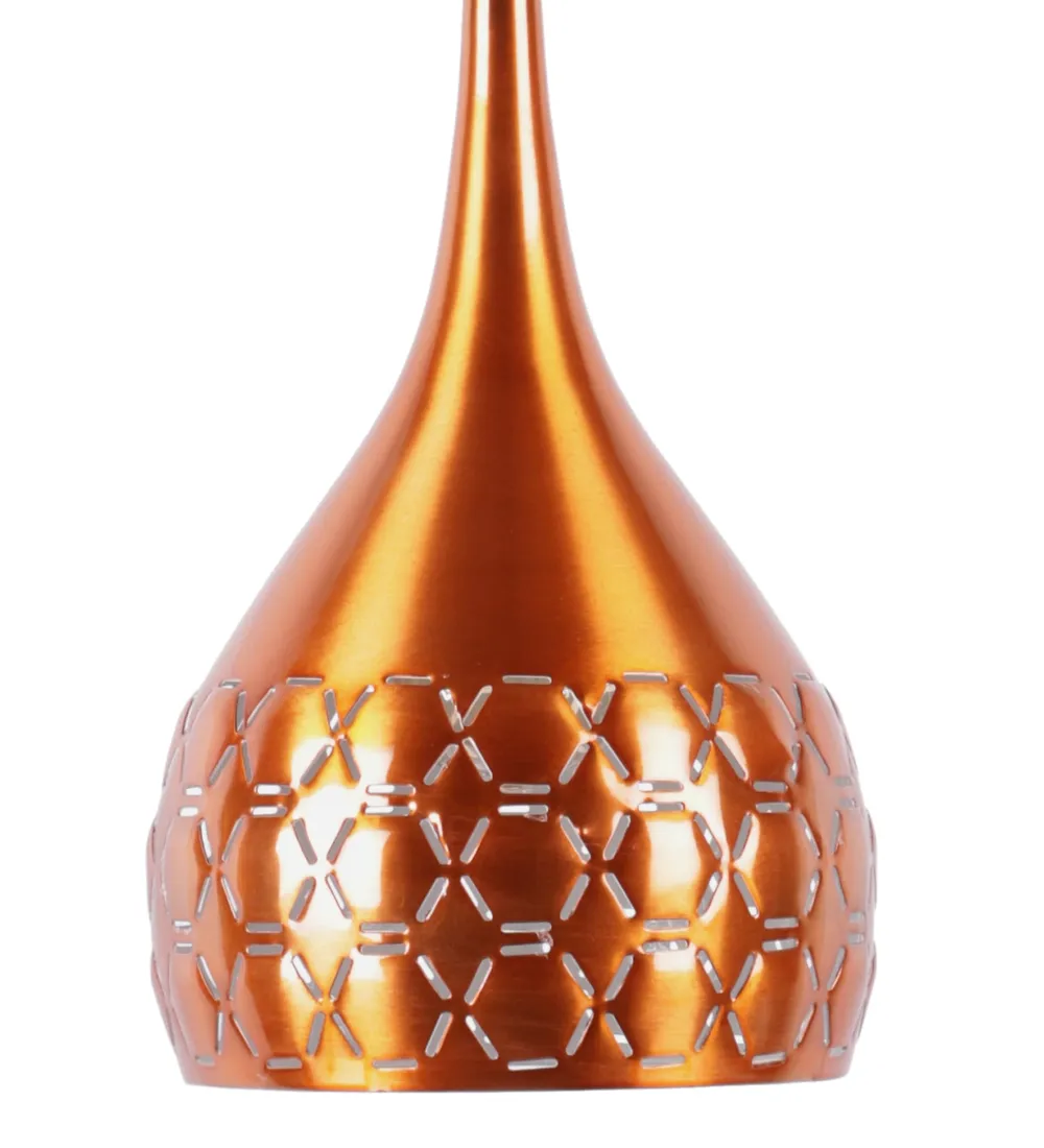 Traditional Aluminium Copper Hued Carved Single Hanging Light