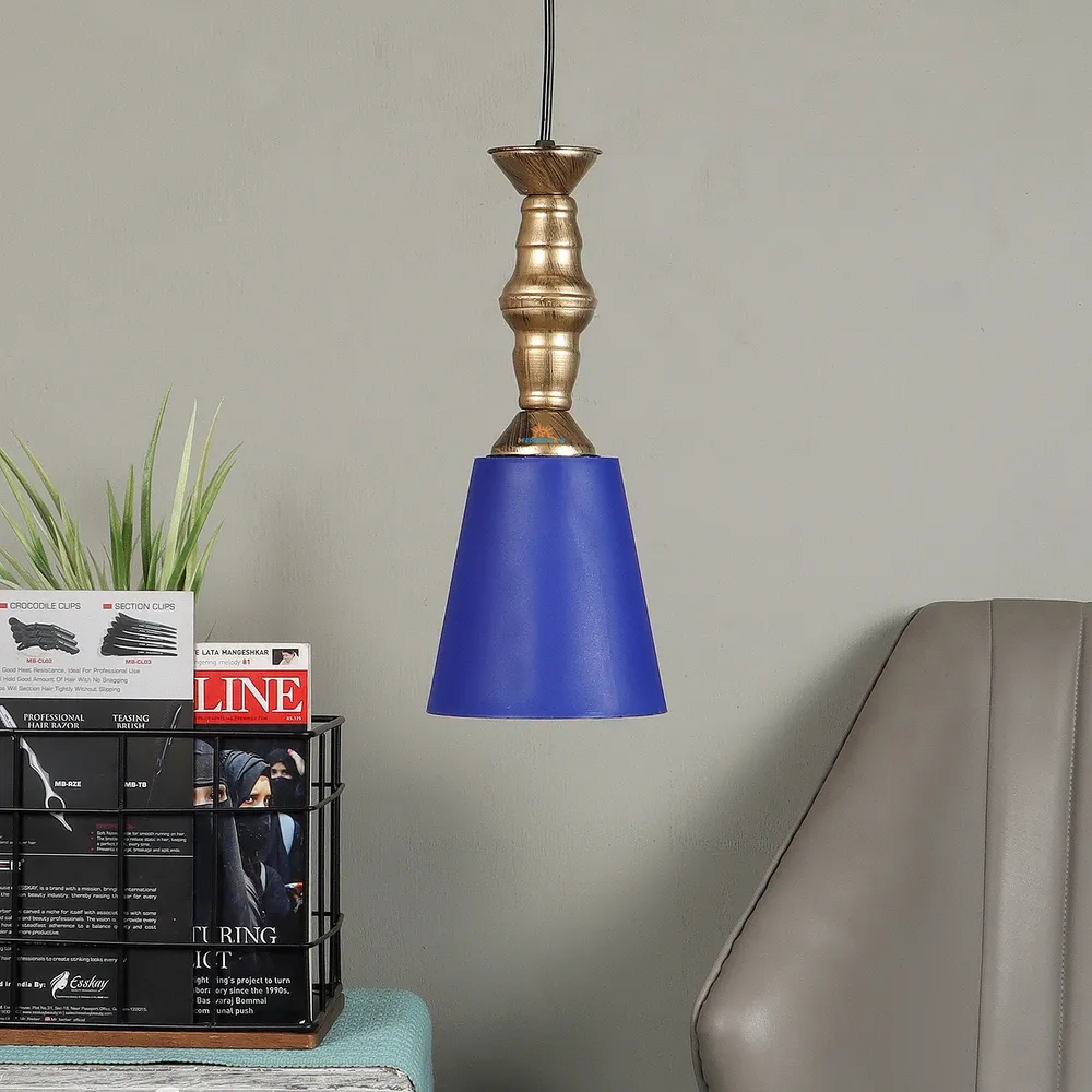 Traditional Antique Gold Metal Hanging Light With Designer Shade Red