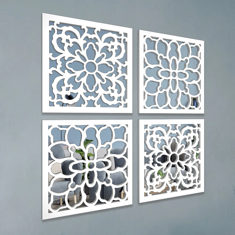 Traditional Arabic Wooden Mirror Wall Art- Set of 4