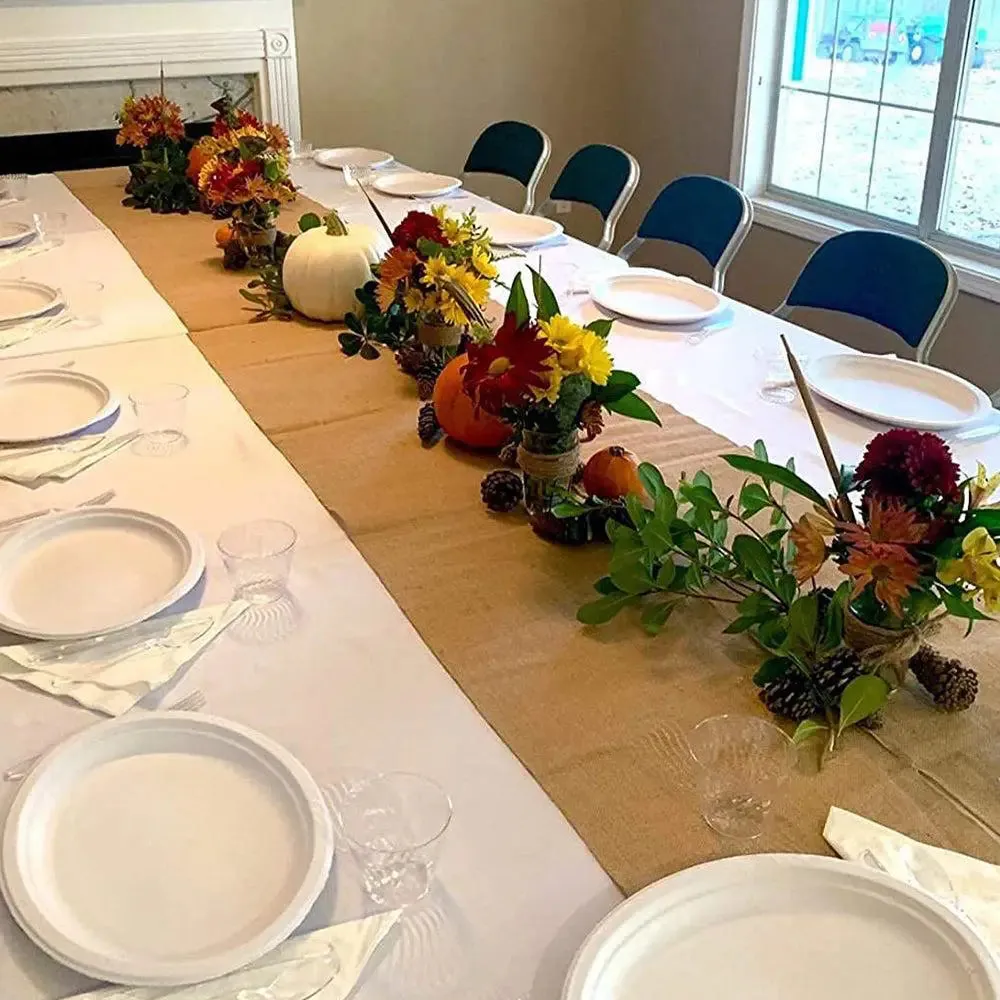 Traditional Beige Jute Table Runner