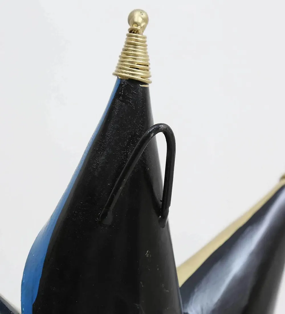 Traditional Big Flower Metal Wall Art Décor (Blue & Gold)