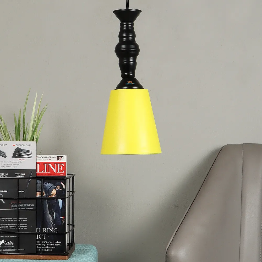 Traditional Black Metal Hanging Light With Designer Shade Green