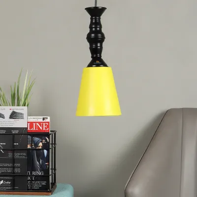 Traditional Black Metal Hanging Light With Designer Shade