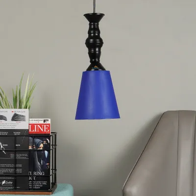 Traditional Black Metal Hanging Light With Designer Shade