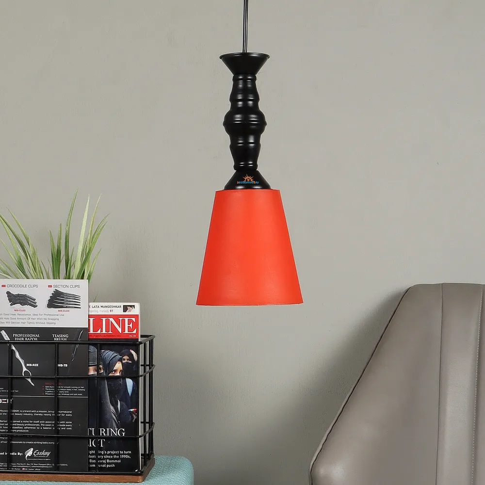 Traditional Black Metal Hanging Light With Designer Shade Green