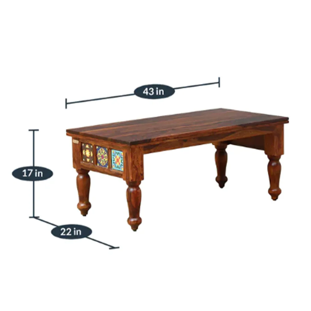 Traditional Blocked Handcrafted Aesthetic Coffee Tables With 2 Stools