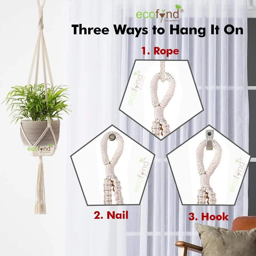 Traditional Boho Crafted Cotton Plant Hanger Without Pot