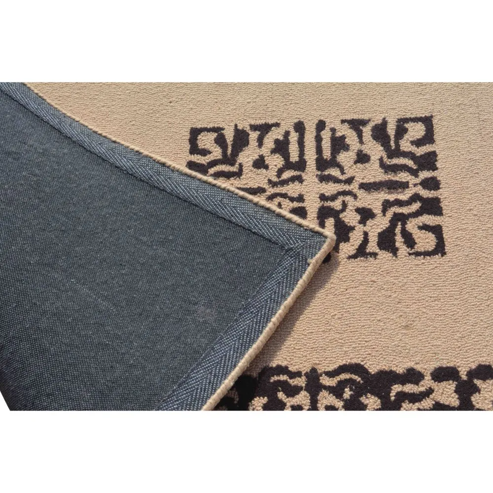 Traditional Bordered Brown &amp; Beige Tufted Area Carpet 3X5ft