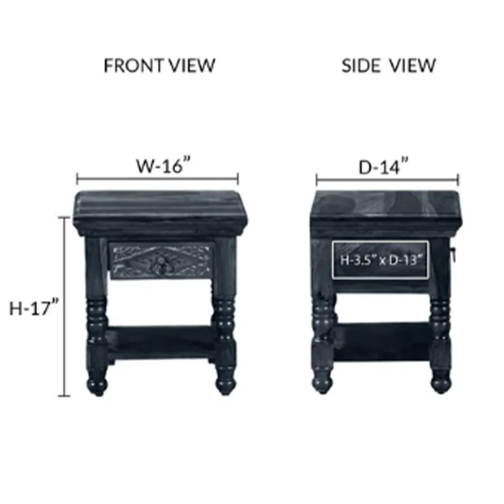 Traditional Crafted Sheesham Wood Bedside Table With Drawer