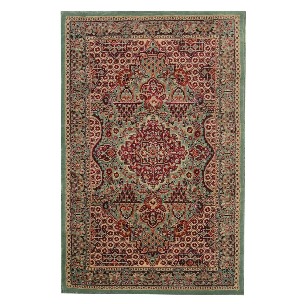 Traditional Craftsmanship Designer Green Polyproplene Area Carpet 3X5ft