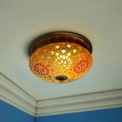Traditional Designer Mosaic Glass Light Fixture