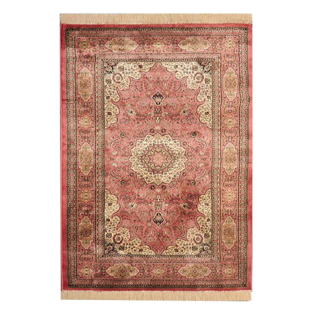 Traditional Designer Shiny Tufted Orange Luxe Silk Area Carpet 4X6ft