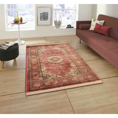 Traditional Designer Shiny Tufted Orange Luxe Silk Area Carpet