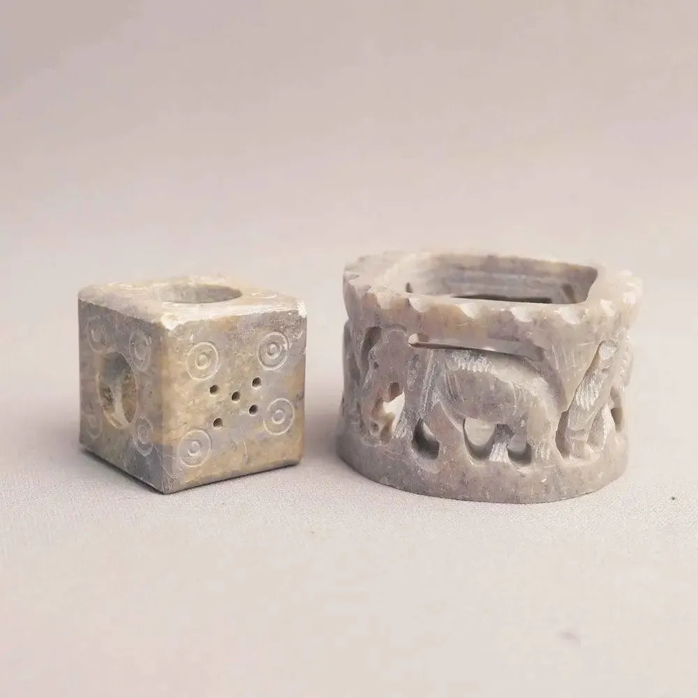 Traditional Elephant Carved Marble Soapstone Incense Stick Holder
