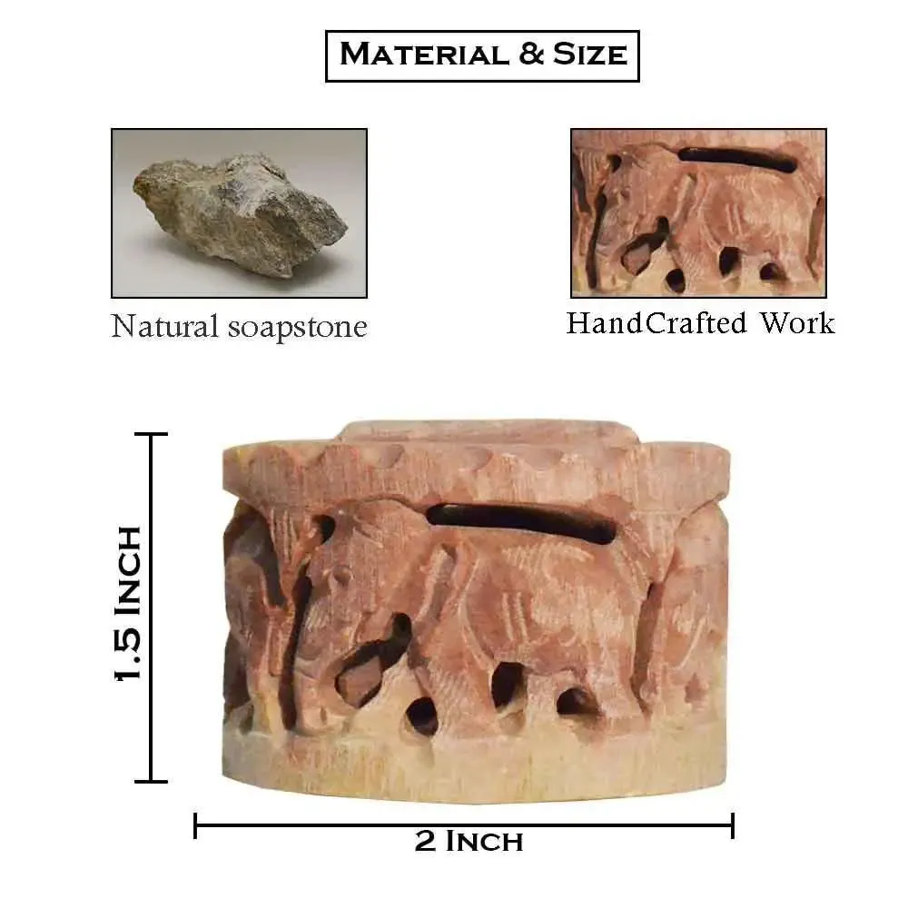 Traditional Elephant Carved Marble Soapstone Incense Stick Holder