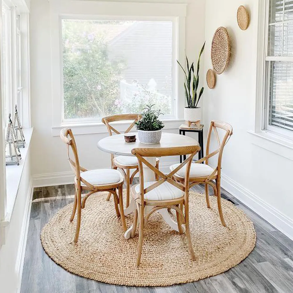 Traditional Finely Woven Round Jute Rug XS (2*2ft)